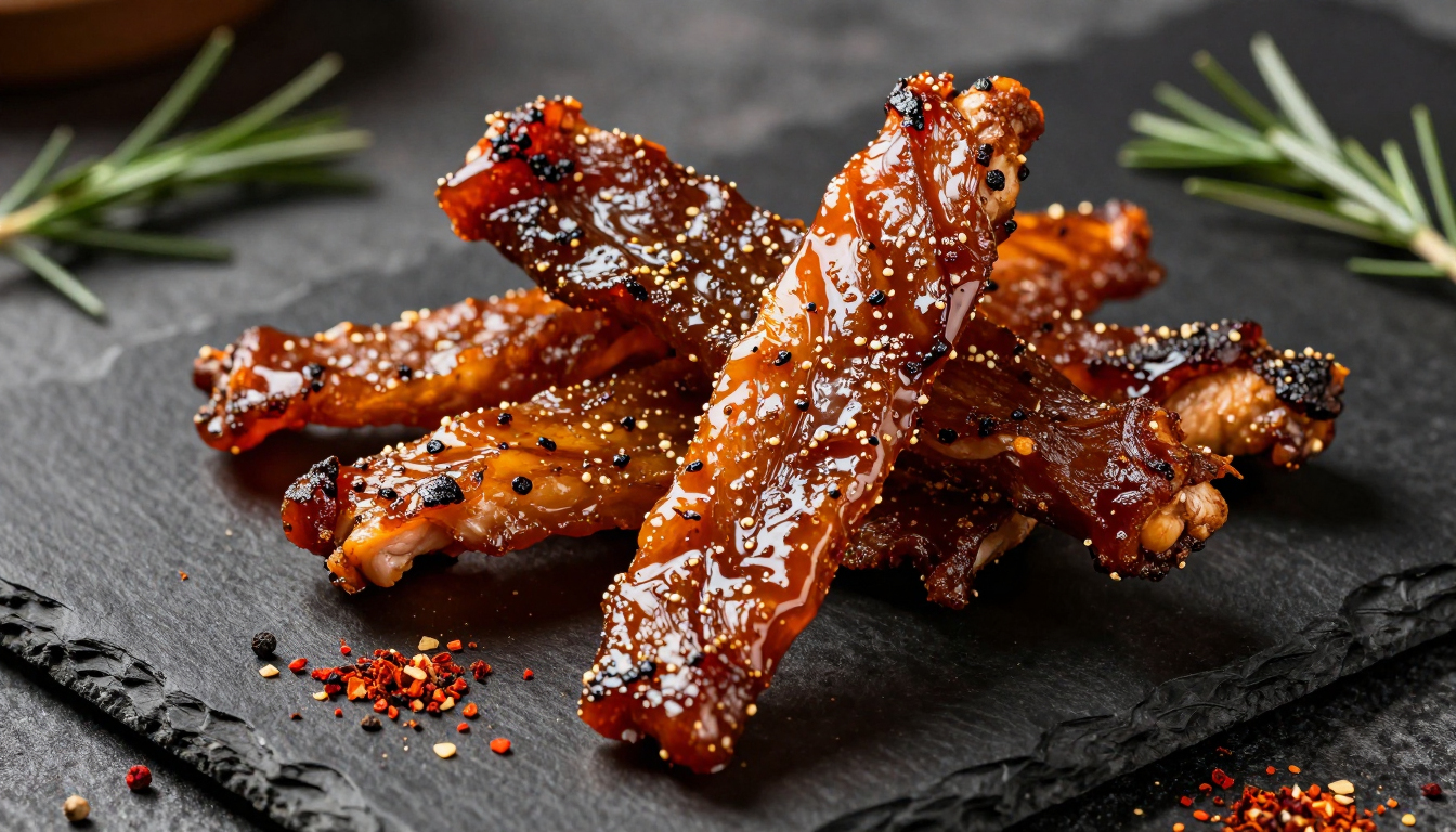 BBQ soft-dried chicken jerky R&D visual